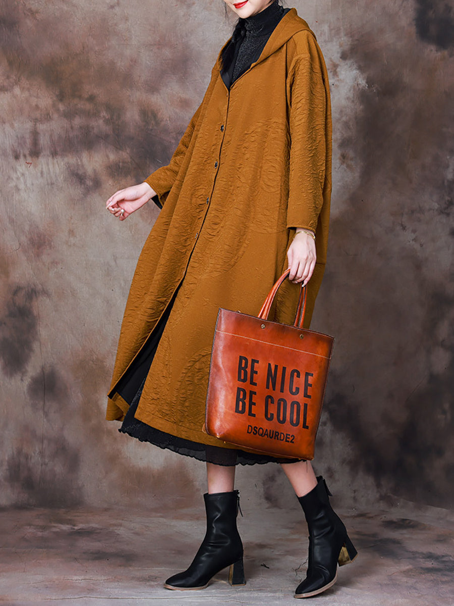 Manteau à capuche décontracté avec poche boutonnée pour femme, grande taille, automne