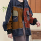 Women Autumn Vintage Patchwork Pocket Denim Coat