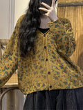 Women Vintage Autumn Colorful Dot Cotton Sweater