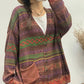 Women Autumn Geometric Knitted V-neck Sweater