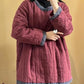 Women Retro Solid Spliced Linen Cotton Coat