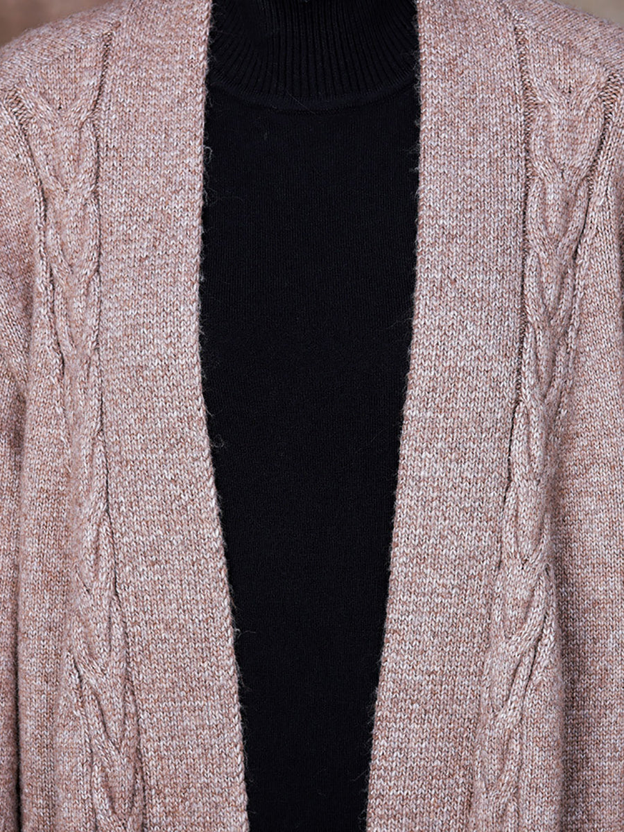 Women Casual Jacquard Knitted Long Sweater Coat