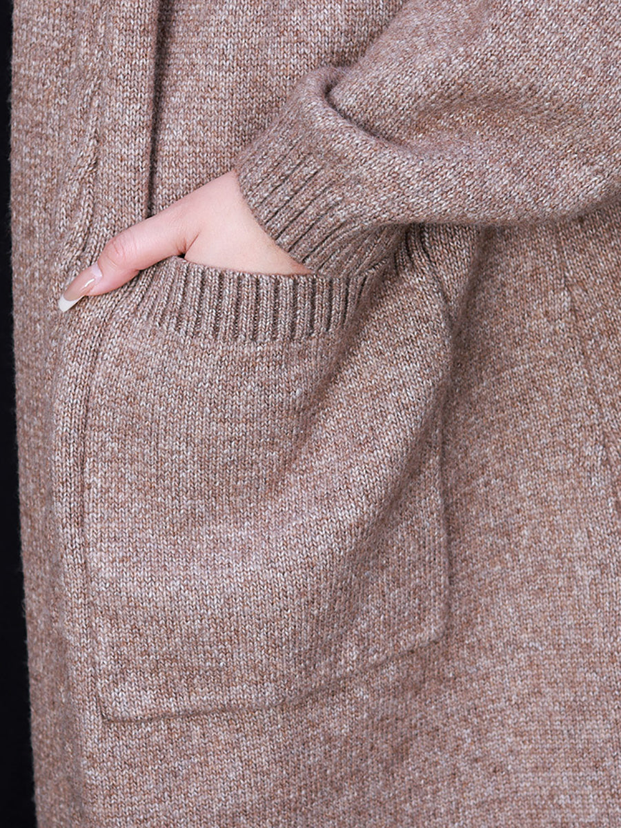 Women Casual Jacquard Knitted Long Sweater Coat