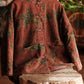 Women Ethnic Flower Stand Collar Cotton Coat