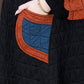 Manteau long Artsy Colorblock à col en V pour femme