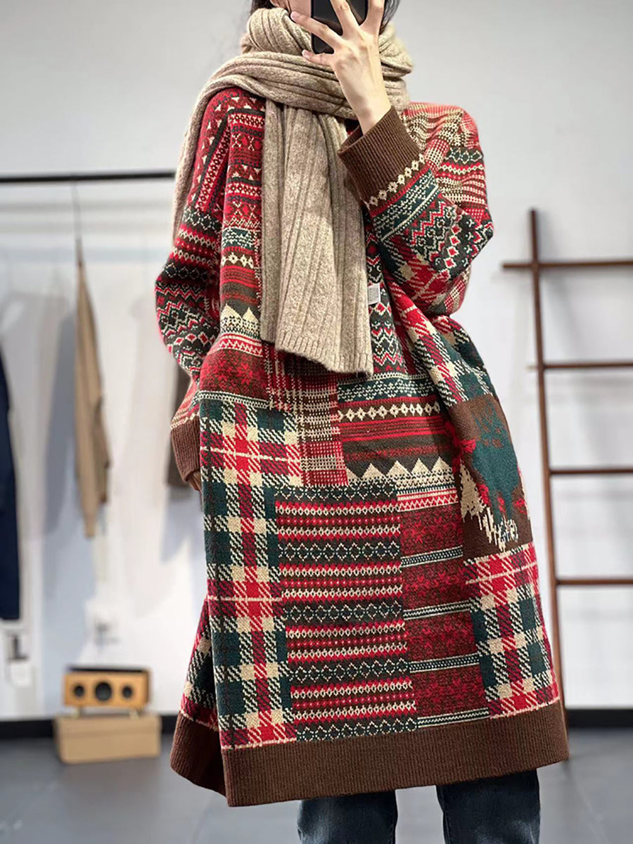 Women Artsy Irregular Knitted Warm Long Sweater