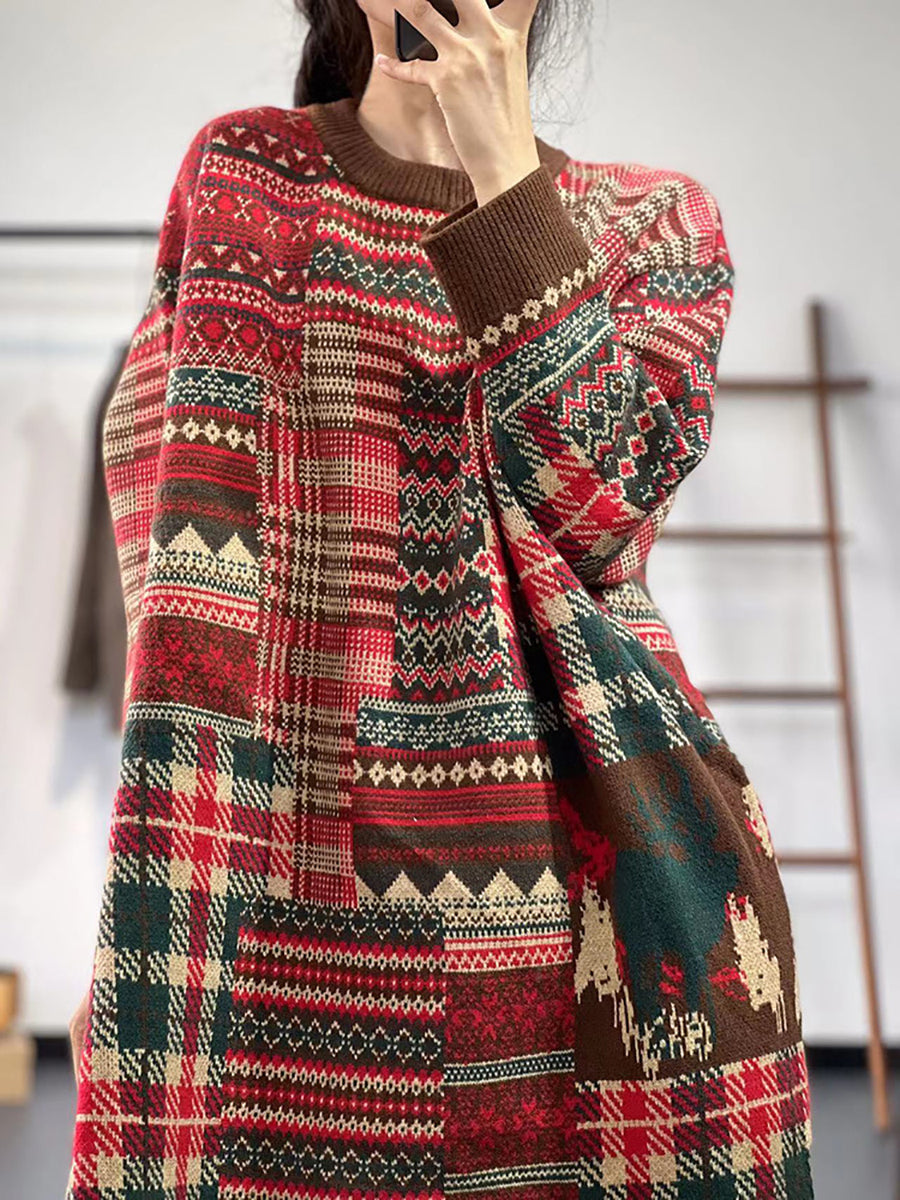 Women Artsy Irregular Knitted Warm Long Sweater