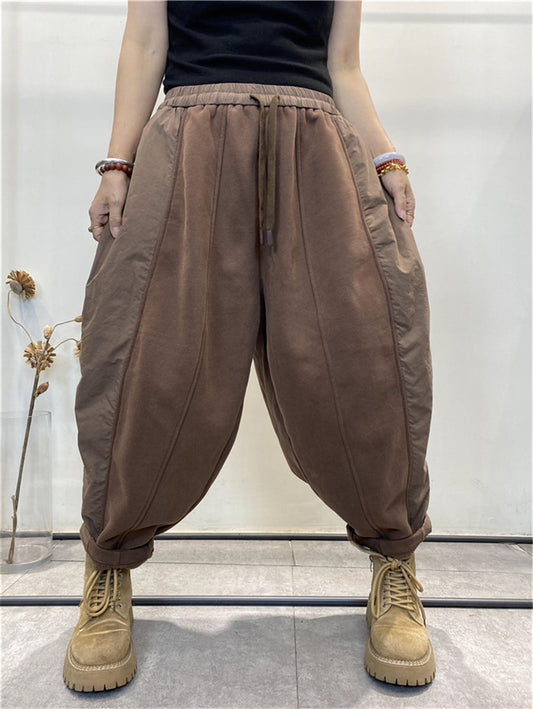 Pantalon sarouel ample épissé Vintage pour femmes