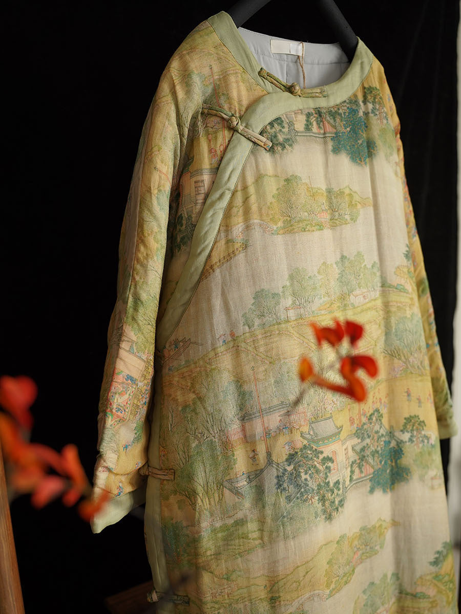 Robe de printemps Ramie à imprimé ethnique pour femmes