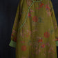 Robe rembourrée en lin à imprimé floral ethnique pour femmes