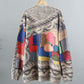 Women Winter Ethnic Print Knitted Cardigan Sweater