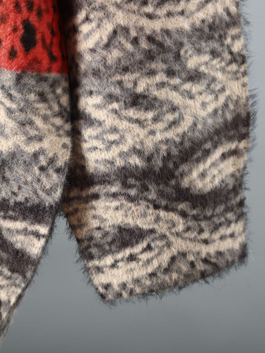 Women Winter Ethnic Print Knitted Cardigan Sweater