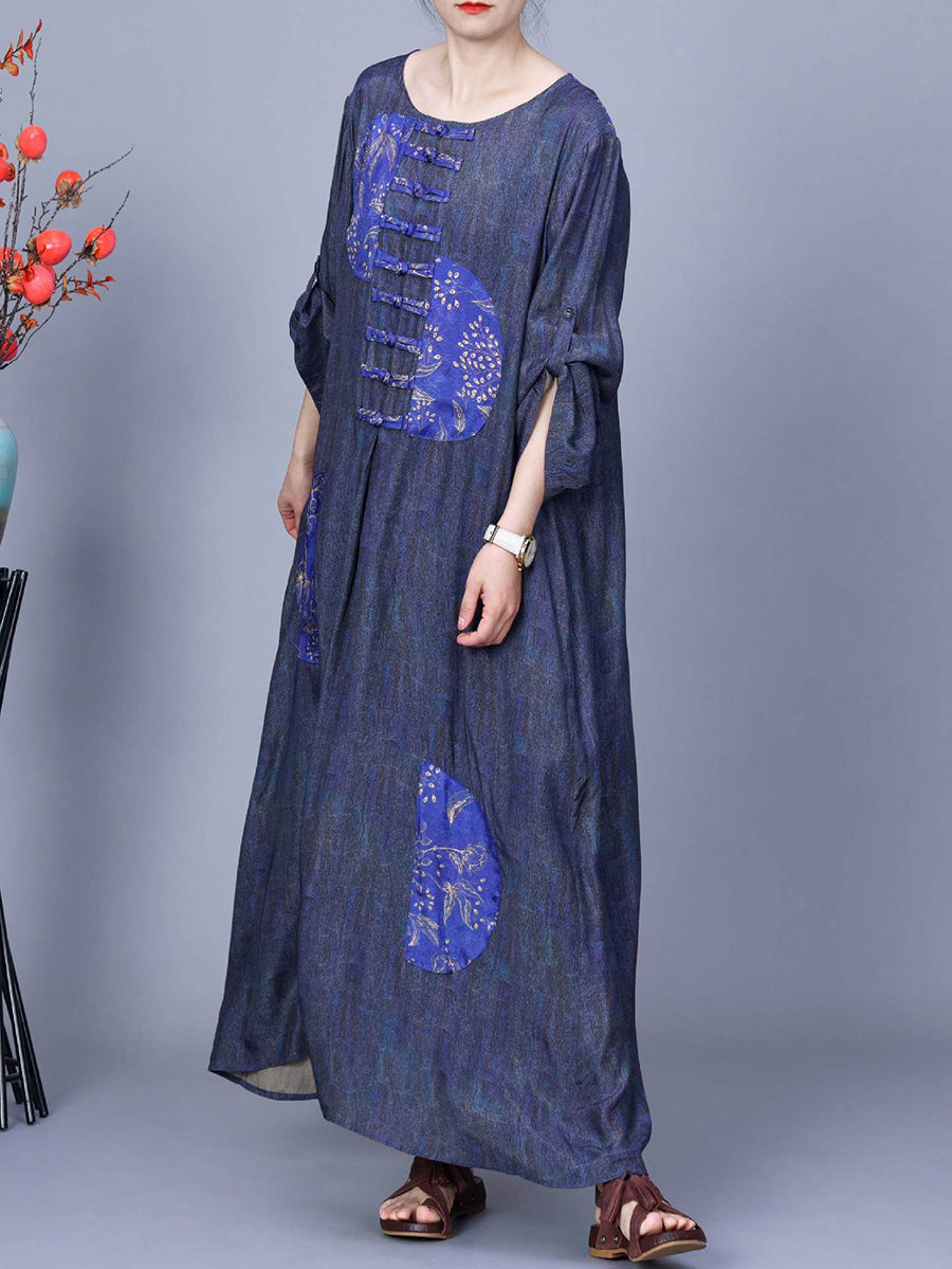 Women Ethnic Spring Patch Spliced Dress