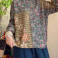 Women Spring Vintage Floral Spliced Half-Turtleneck Sweater