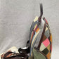 Multicolor Rhomboids Leather Spliced Zipper Backpack