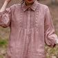 Women Vintage Spring Embroidery Ramie Loose Shirt