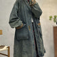 Women Spring Vintage Spliced Denim Long Coat