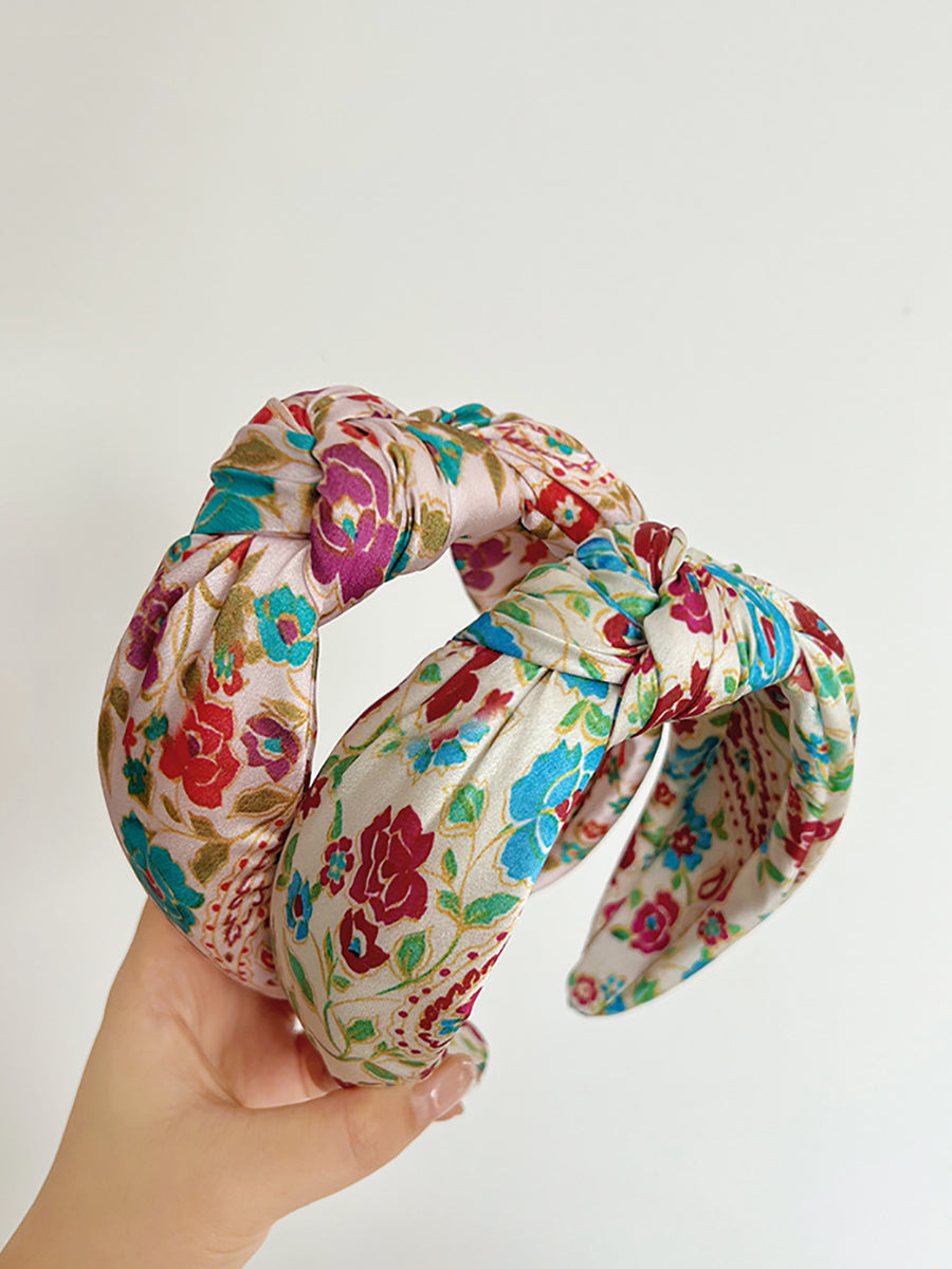 4 Pieces Set Women Artsy Floral Print Knot Hair Band