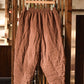 Women Vintage Solid Linen Padded Harem Pants