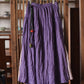 Women Retro Summer Wrinkled Solid Dual-layer Ramie Skirt