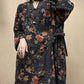 Women Spring Vintage Floral V-Neck Linen Long Shirt