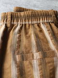 Women Summer Stripe  Pocket Vintage Loose Cotton Pants