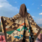 Women Ethnic Triangle Spliced Hooded Shawl