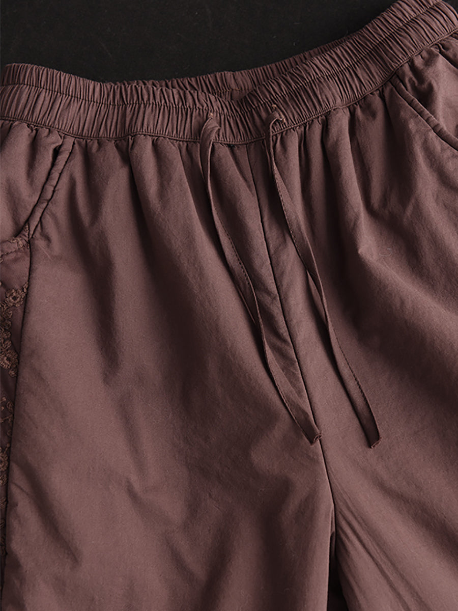 Women Winter Lacework Spliced Cotton Padded Pants