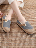 Women Vintage Spliced Cotton Linen Flat Shoes