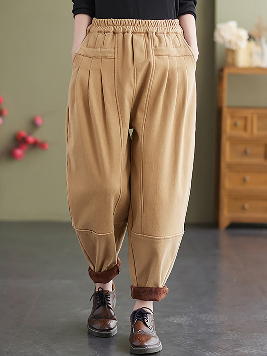 Women Winter Casual Fleece-lined Harem Pants