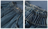 Vintage Elastic Waist Washed Denim Skirt