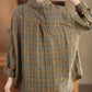 Women Casual Spring Plaid Linen Shirt