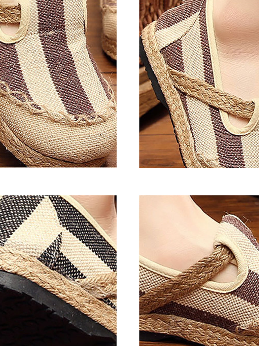 Women Summer Causal Stripe Canvas Shoes