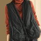 Women Vintage Solid Autumn Warm Vest Coat