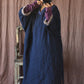 Women Winter Vintage Spliced Linen Loose Dress