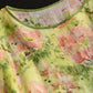 Women Vintage Flower Print O-Neck Ramie Shirt