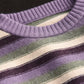 Women Vintage Artsy Stripe Knitted O-Neck Sweater