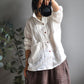 Women Casual Solid Spring Stitching 100%Linen Shirt