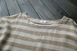Striped Retro Literary Distressed Washed Loose Plus Size Dress