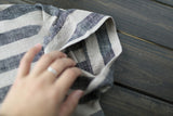Striped Retro Literary Distressed Washed Loose Plus Size Dress