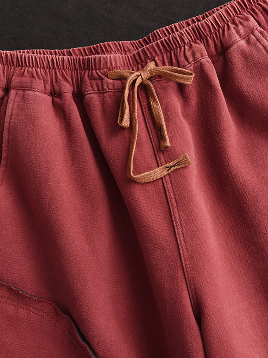 Women Vintage Spliced Corduroy Solid Harem Pants