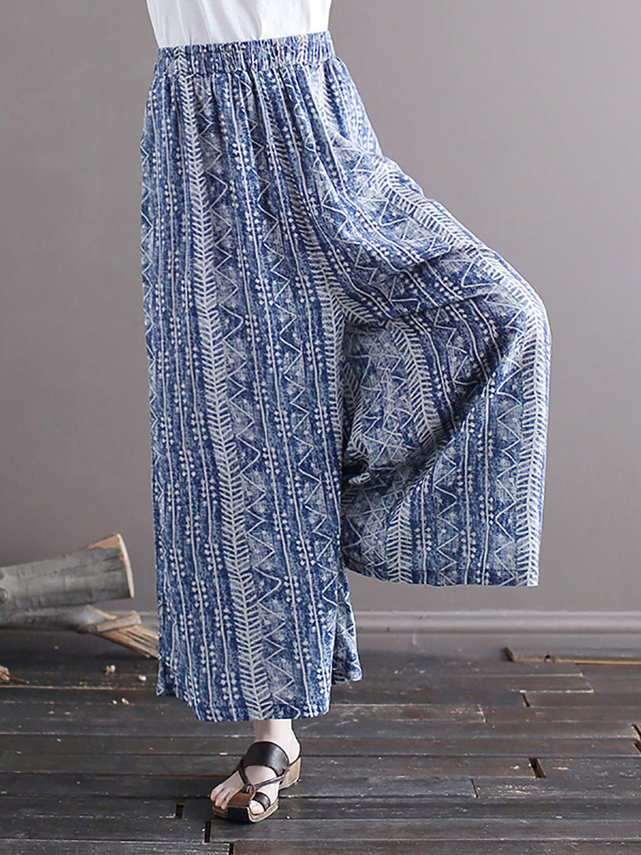 Pantalon ample à jambes larges en Batik ethnique pour femmes, été