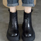 Women Vintage Leather Fleece-lined Chelsea Boots