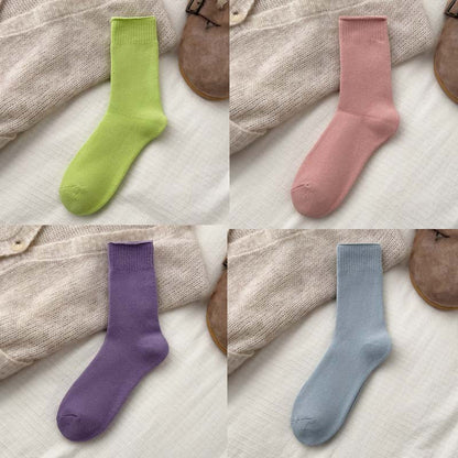 4 Pairs Women Solid Warm 100%Cotton Socks