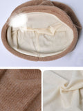 Women Winter Short Brim Knitted Pile Hat