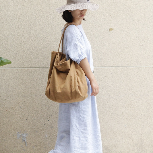 Sac en toile de coton et de lin de style paresseux de grande capacité