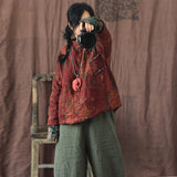Women Ethnic Flower Spliced Linen Coat