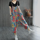 Vintage Print Cropped Hole Jumpsuit