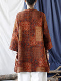 Women Autumn Ethnic Pocket Loose Print Loose Coat