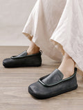 Women Round Toe Flat Vintage Leather Shoes